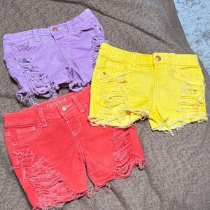 Cat & Jack Kids Distressed Shorts - Purple, Yellow, Red